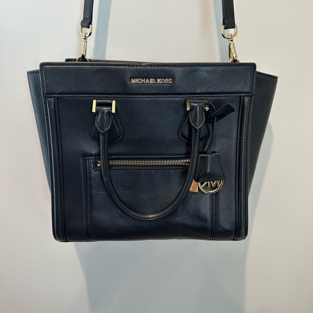 Michael Kors Black Leather Colette Large Satchel